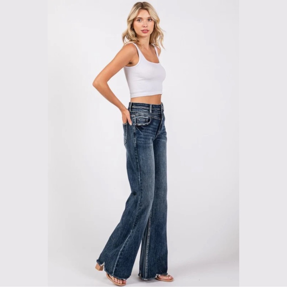 HIGH RISE STRETCH WIDE LEG JEANS - Picture 5 of 6